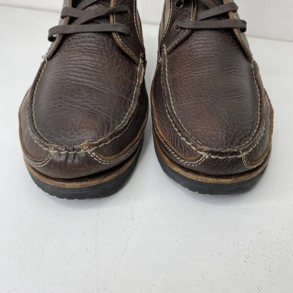 Duluth Trading Boots Mens 10M Work Ankle Chuckka Brown Leather Canvas Lace Up